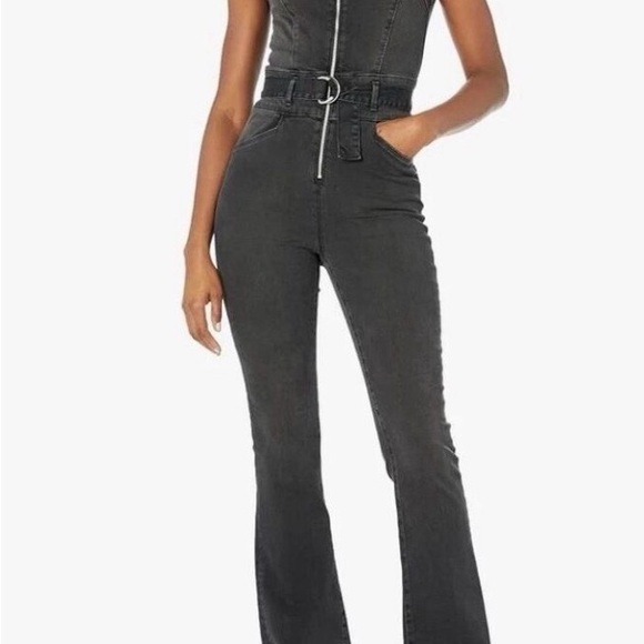 PAIGE Black Sleeveless Zip-Front Jumpsuit - Picture 4 of 5